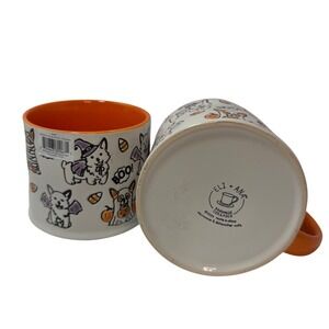 Eli + Ana Ghostly Tales Halloween Corgi Ceramic Mug Set of 2 Orange White 17oz
